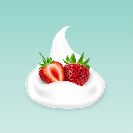 Vector illustration of Whipped cream with strawberriesのイラスト素材