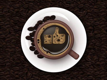 Vector illustration of Cup of coffee and coffee beans backgroundのイラスト素材