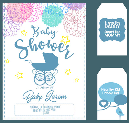 Vector illustration of Baby shower invitation card templateのイラスト素材