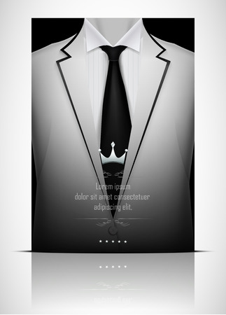 Vector illustration of White suit and tuxedo with black tieのイラスト素材