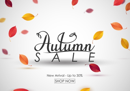 Vector illustration of Autumn sale background with falling leavesのイラスト素材