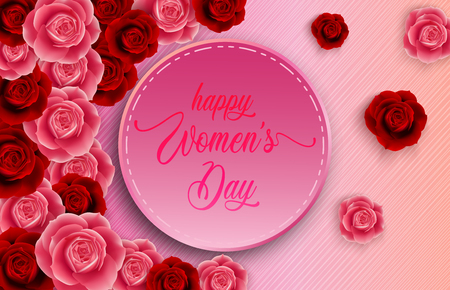 Happy Women's Day greeting on pink backgroundのイラスト素材