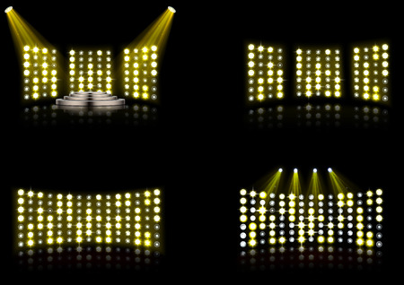 Vector illustration of Set of Bright stadium arena lighting spotlightのイラスト素材