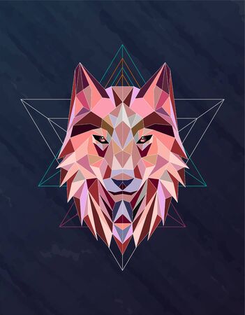 Colorful abstract polygonal wolf headのイラスト素材