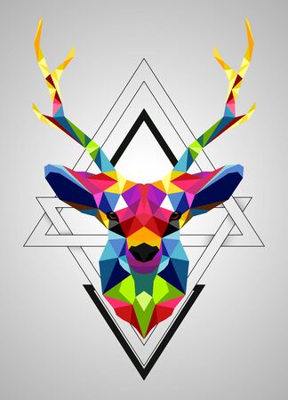 Vector illustration of Colorful deer low poly designのイラスト素材