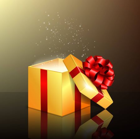 Vector illustration of Opened gift box with red ribbonのイラスト素材