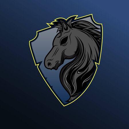 Vector illustration of Horse head with shield logo designのイラスト素材