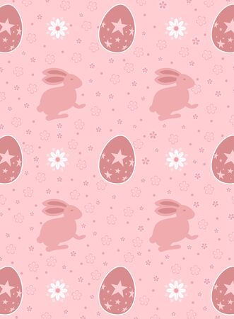 Vector illustration of Easter eggs and rabbit of seamless pattern on pink backgroundのイラスト素材