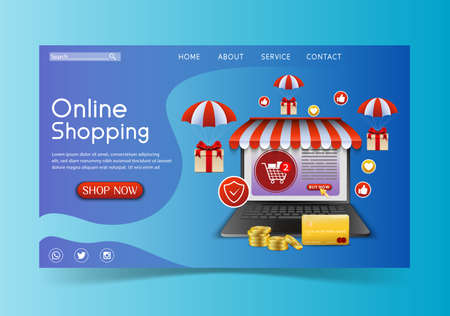 Shopping Online design concept with laptopのイラスト素材