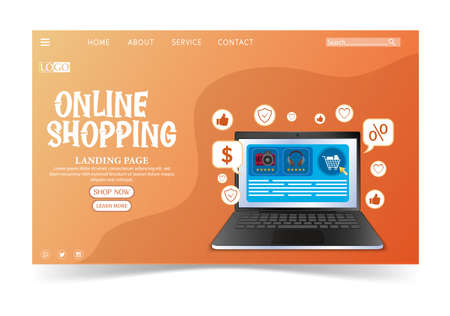 Shopping Online design concept with laptopのイラスト素材