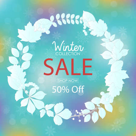 Winter sale collection with floralsのイラスト素材