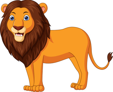 Cute lion cartoon isolated on white background