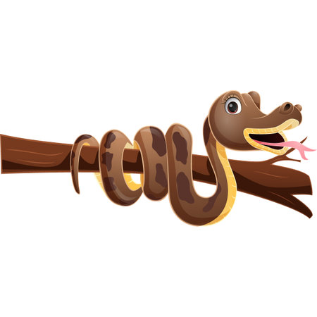 Cute brown snake on tree branch