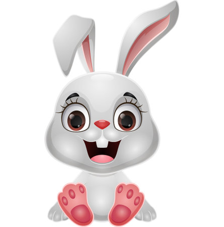 Cute rabbit cartoon on white backgroundのイラスト素材