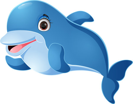 Cute dolphin cartoon on white backgroundのイラスト素材