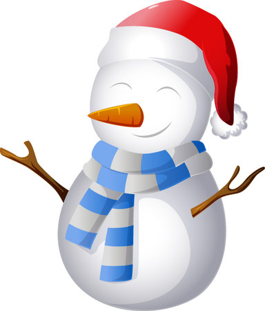 Cartoon snowman wearing hat and scarfのイラスト素材