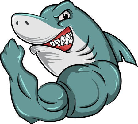 Cute angry shark cartoon mascotのイラスト素材