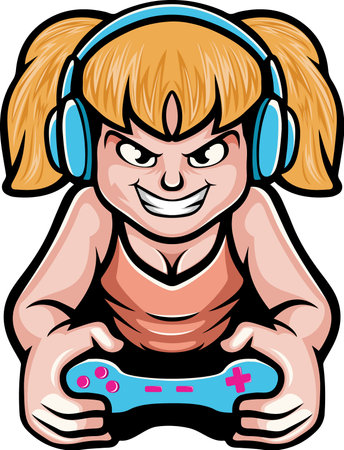 Cute gamer girl mascot designのイラスト素材