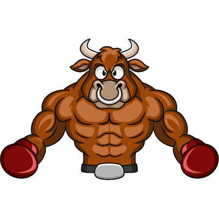 Cartoon bull a boxing playerのイラスト素材