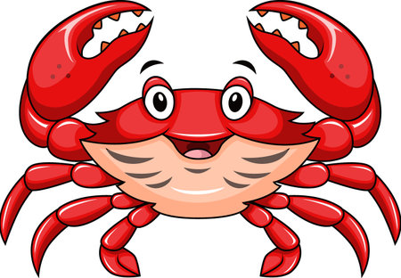 Cute happy crab on white backgroundのイラスト素材