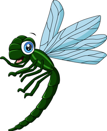 Cute dragonfly cartoon on white backgroundのイラスト素材