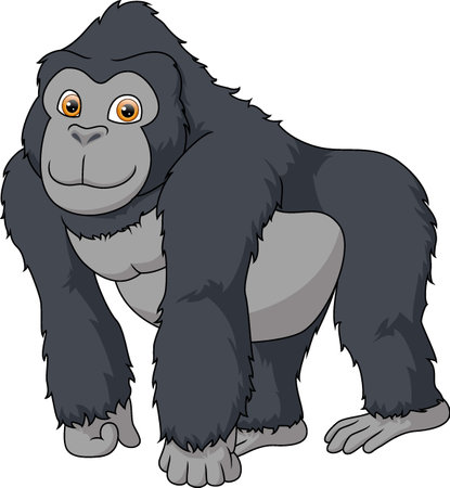 Cute gorilla cartoon on white backgroundのイラスト素材