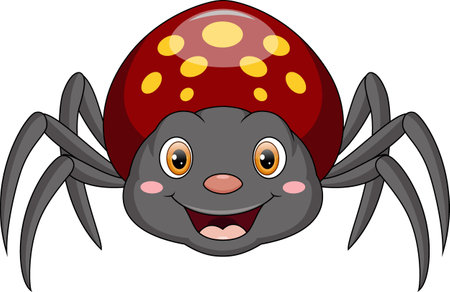 Cute spider cartoon on white backgroundのイラスト素材