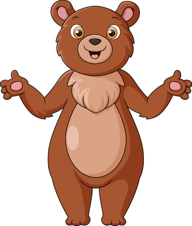 Cute bear cartoon posing on white backgroundのイラスト素材