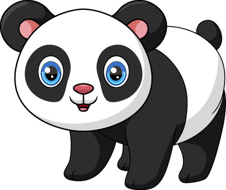 Cute baby cartoon panda on white backgroundのイラスト素材