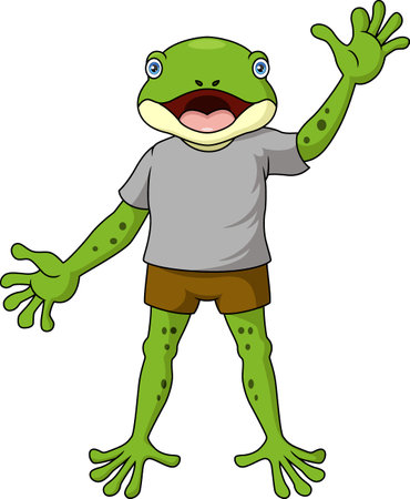 Cute frog cartoon in clothesのイラスト素材
