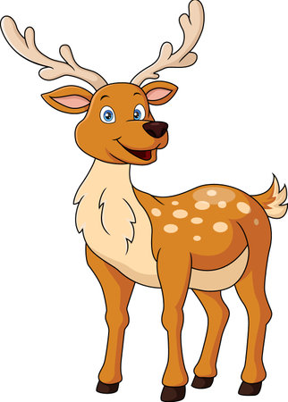 Cute deer cartoon on white backgroundのイラスト素材