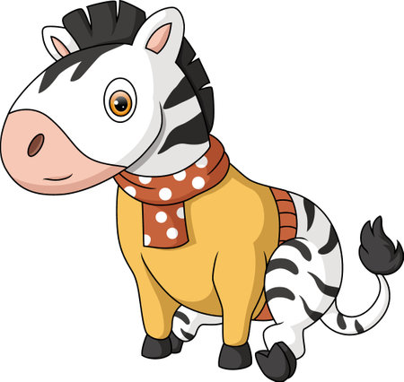 Cute zebra cartoon wearing winter clothesのイラスト素材
