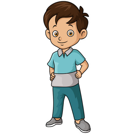 Cute little boy cartoon standingのイラスト素材