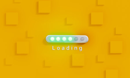 Loading bar on yellow orange background, 3d render.の写真素材