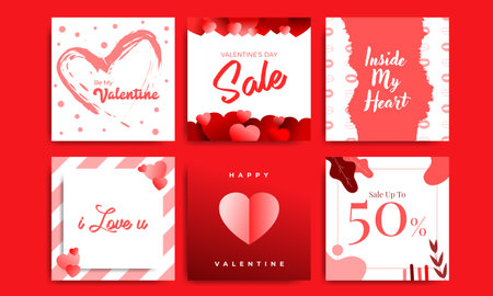 Love and Valentines Day Sale  Post Template Vector Packsのイラスト素材