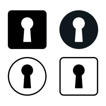 Black and White Glyph and Outline Rectangle and Cicrlce Keyhole Icon Vector Packのイラスト素材