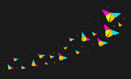 Dark Night Colorful and Beautiful flock of Butterfly Vector Illustration