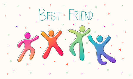 Friendship Colorful People Pattern Illustration Vectorのイラスト素材