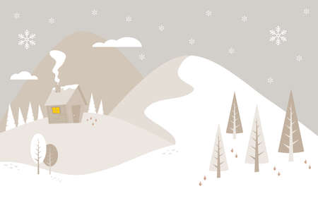 Low Saturation Scenery Winter Village Landscapeのイラスト素材