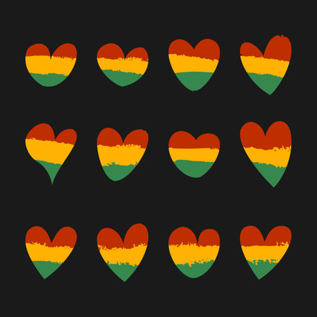 Set of Juneteenth Heart Theme Abstract Doodleのイラスト素材