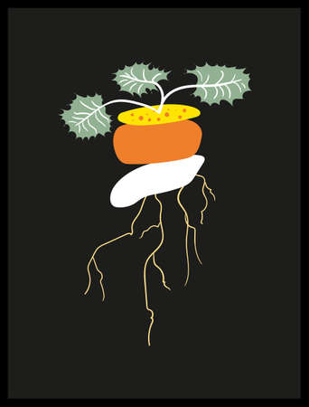 Wall art of begonia plant in the pot. Wall decor. Room decor.のイラスト素材