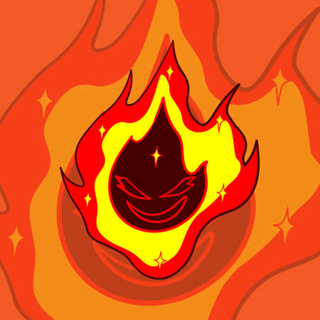 Banaspati vector illustration. Indonesian traditional ghost. Indonesian black magic. Indonesian urban legend. Banaspati character illustration.のイラスト素材