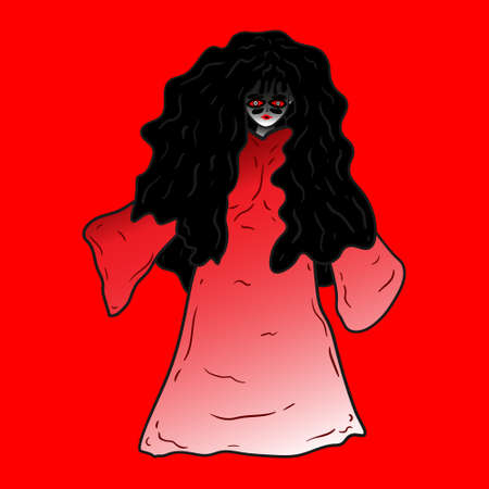 Kuntilanak vector. Indonesian traditional ghost. Indonesian urban legend. Kuntilanak illustration.のイラスト素材