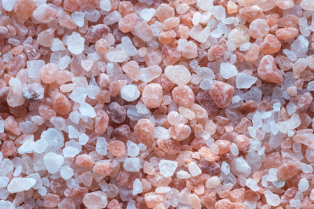 Pink crystal grains of Himalayan salt