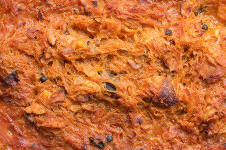 Traditional authentic Polish bigos. The meal with stewed sauerkraut, white cabbage, meat and sausage...