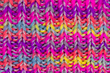 Full Frame Shot Of Knitted Wool. Multi-colored Knitting Pattern Background.の写真素材