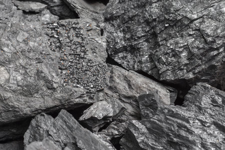 Black carbon coal mineral. Natural power resource. Mineral fuel.