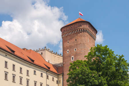 Cracow, Poland - 4th of July 2021: The Wawel Royal Castle with Senators Tower on a sunny day.のeditorial素材