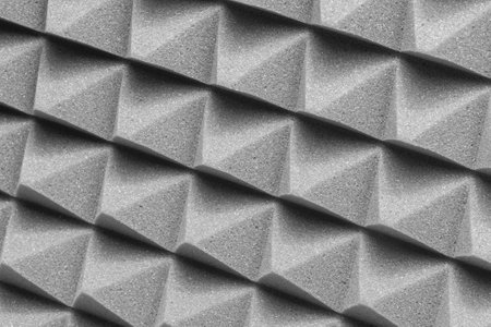 Graphite acoustic foam. Insulating mat with a pyramid structureの写真素材