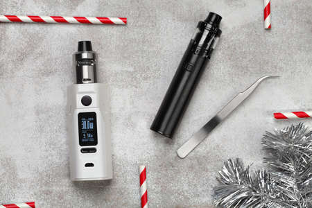 Repair,maintenance vaping device mod. Upgrade parts for modern vaporizer e-cig device,spare parts. new year thingsの写真素材